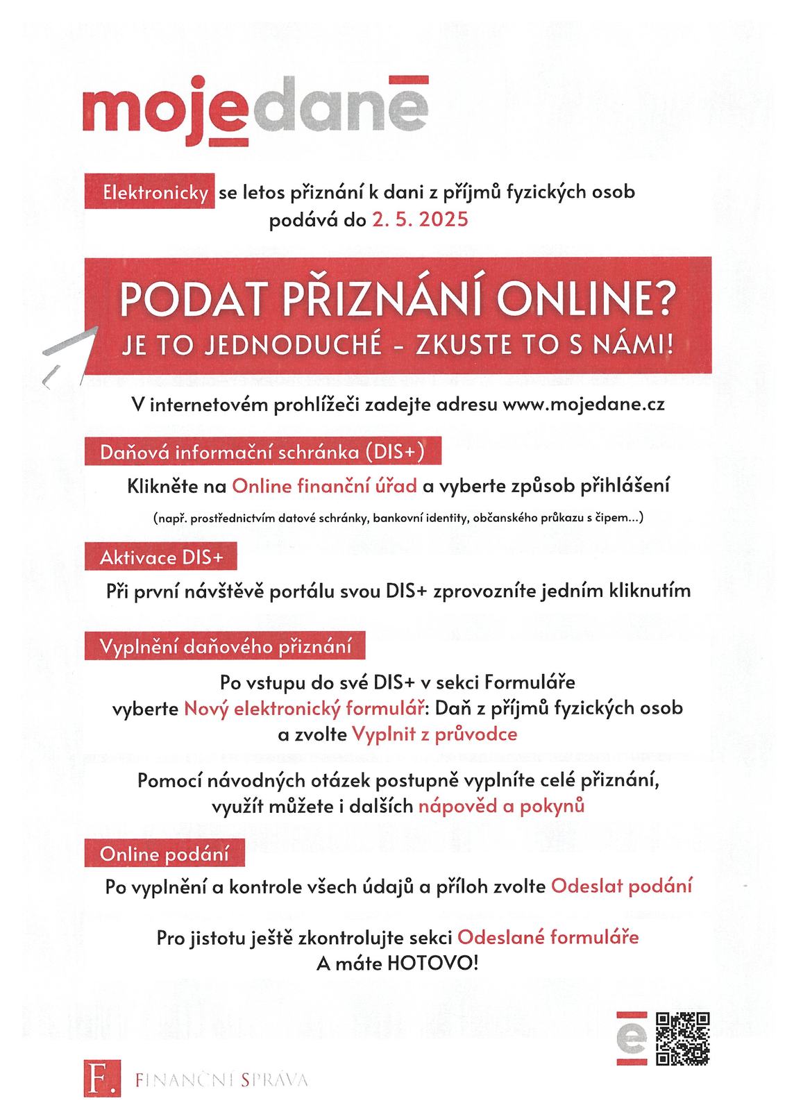 Podání daňového přiznání online